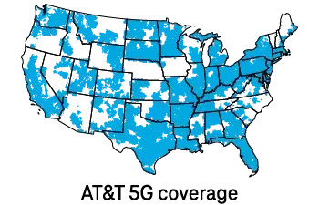 US maps with AT&T 5G coverage